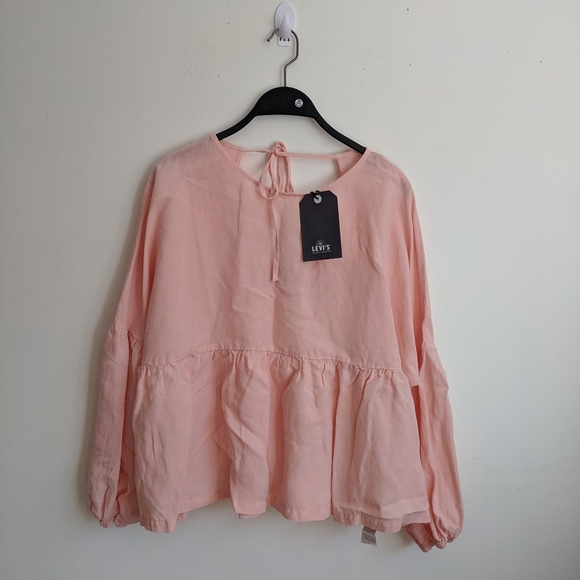 NWT Levi's Made & Crafted collection Villa Blouse. Orig. $248 Color coral - Picture 3 of 10